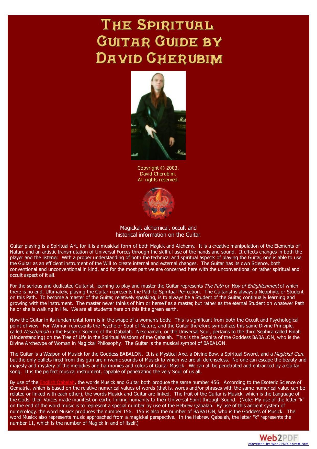Spiritual Guitar Guide by David Cherubim by The Spiritual Guitar Guide