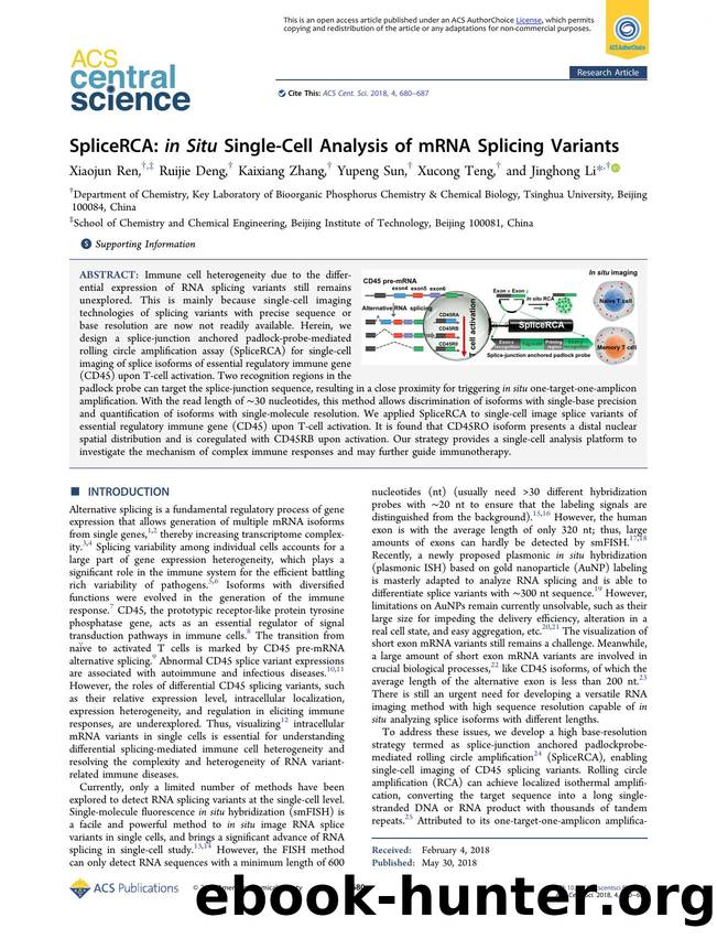 SpliceRCA: in Situ Single-Cell Analysis of mRNA Splicing Variants by unknow