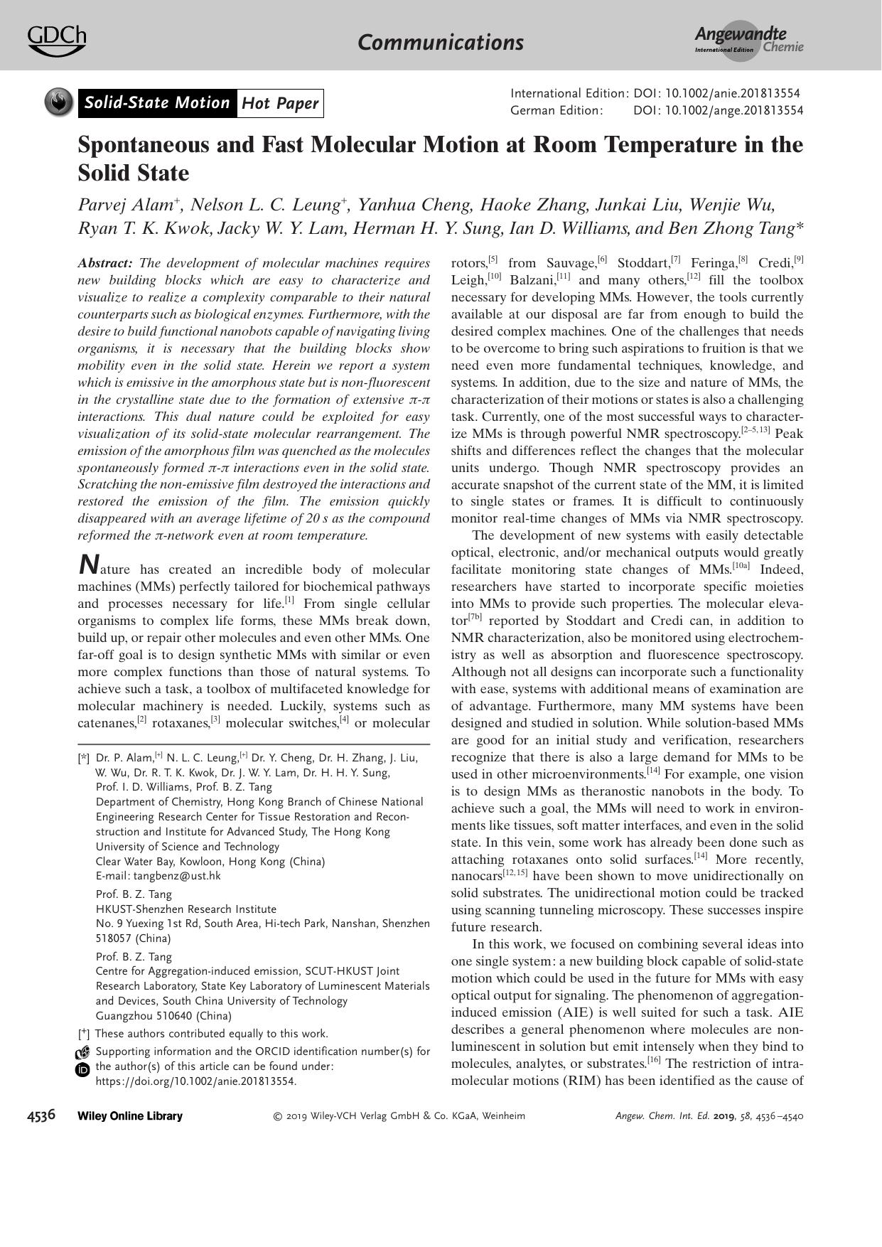 Spontaneous and Fast Molecular Motion at Room Temperature in the Solid State by Unknown