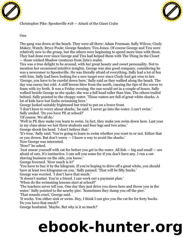 Spooksville #18: Attack of the Killer Crabs by Christopher Pike