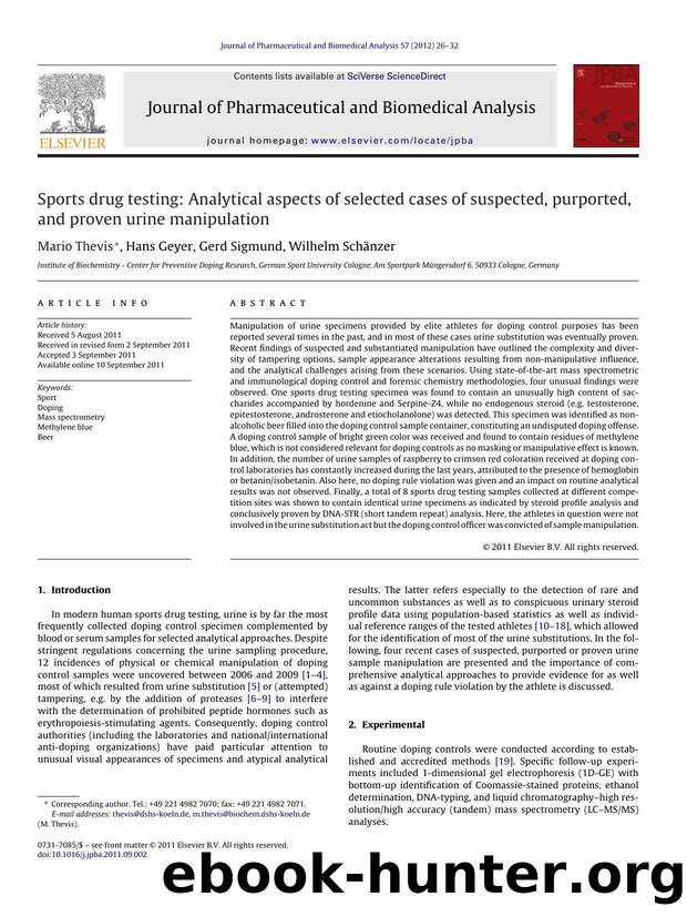 Sports drug testing: Analytical aspects of selected cases of suspected, purported, and proven urine manipulation by Mario Thevis