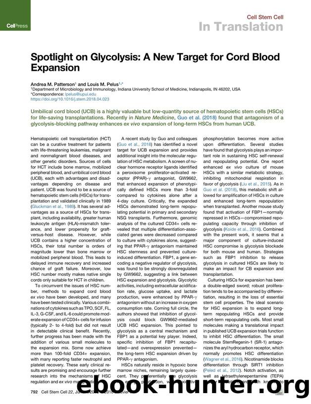 Spotlight on Glycolysis: A New Target for Cord Blood Expansion by Andrea M. Patterson & Louis M. Pelus