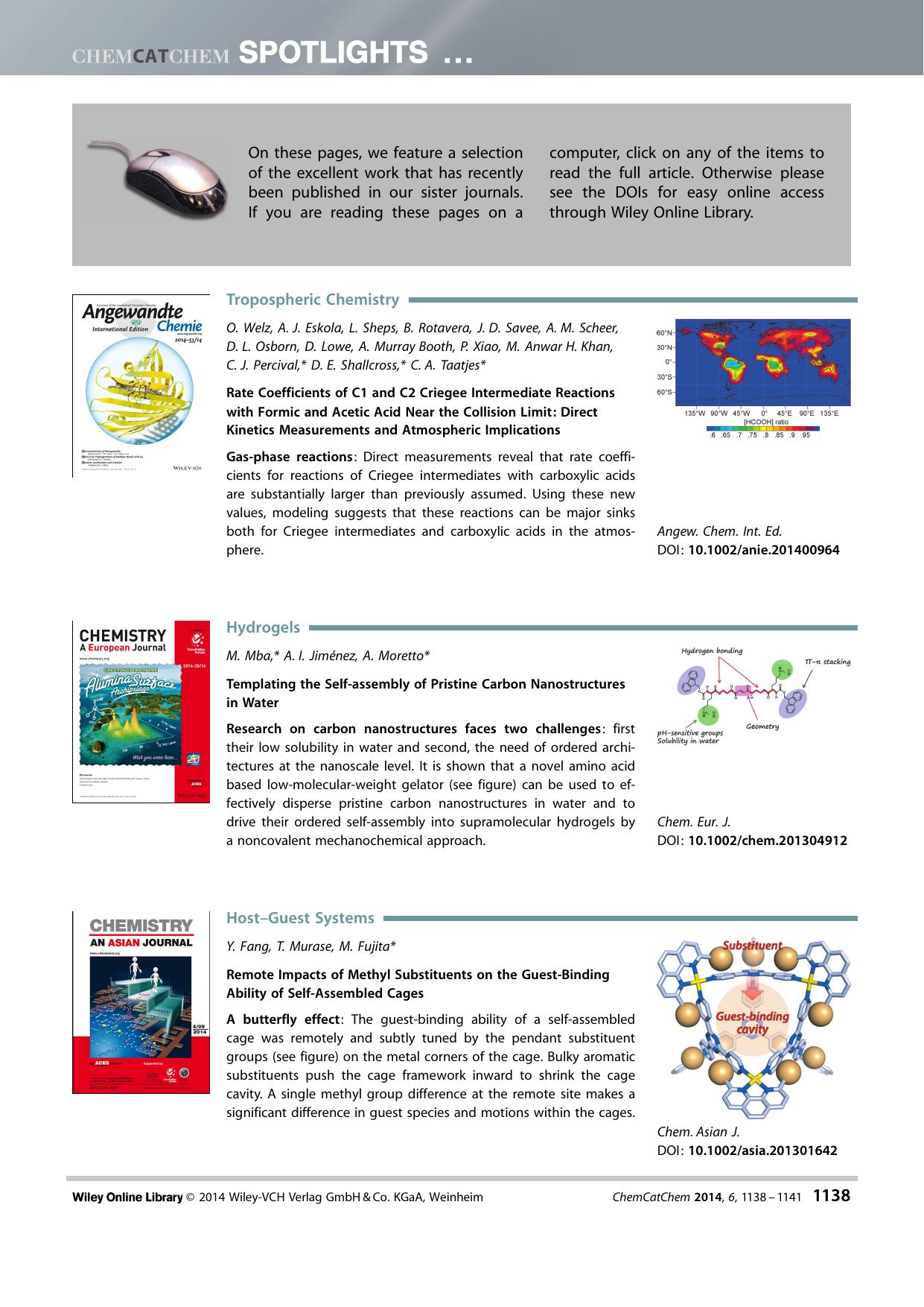 Spotlights on our sister journals: ChemCatChem 52014 by Unknown