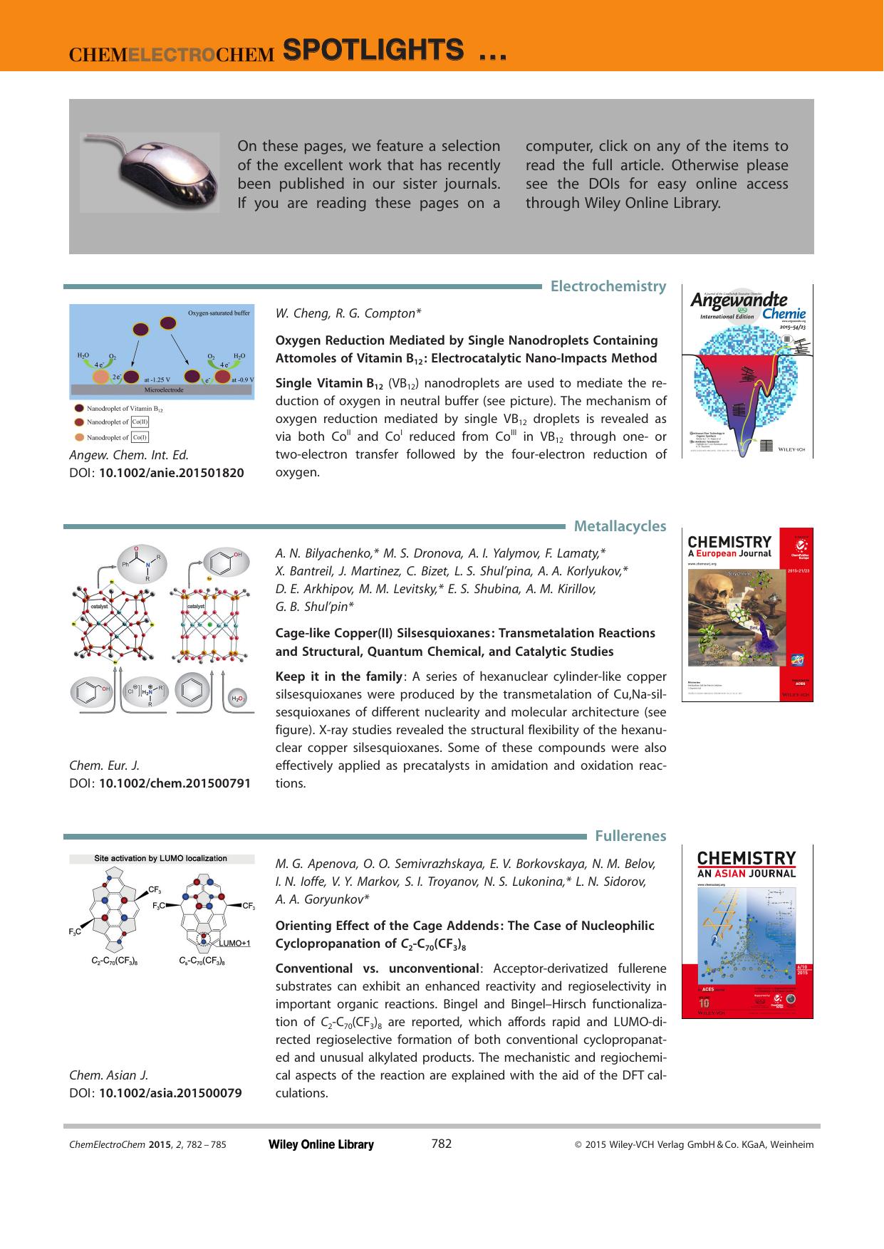 Spotlights on our sister journals: ChemElectroChem 62015 by Unknown