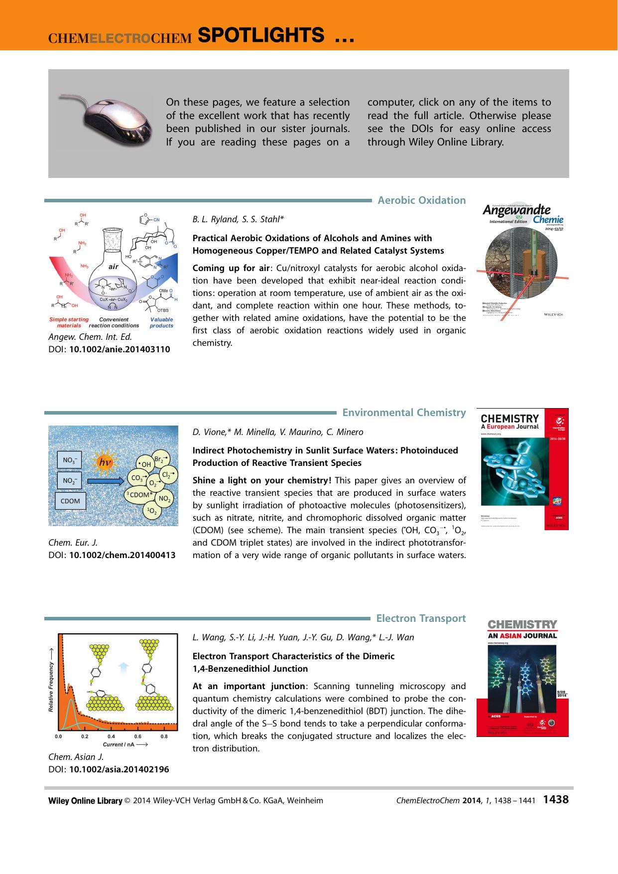 Spotlights on our sister journals: ChemElectroChem 92014 by Unknown