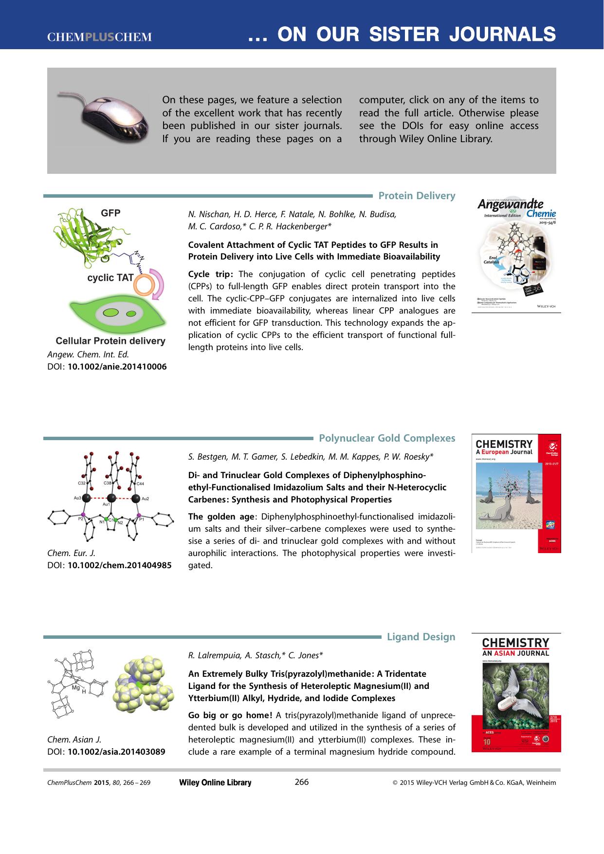 Spotlights on our sister journals: ChemPlusChem 22015 by Unknown