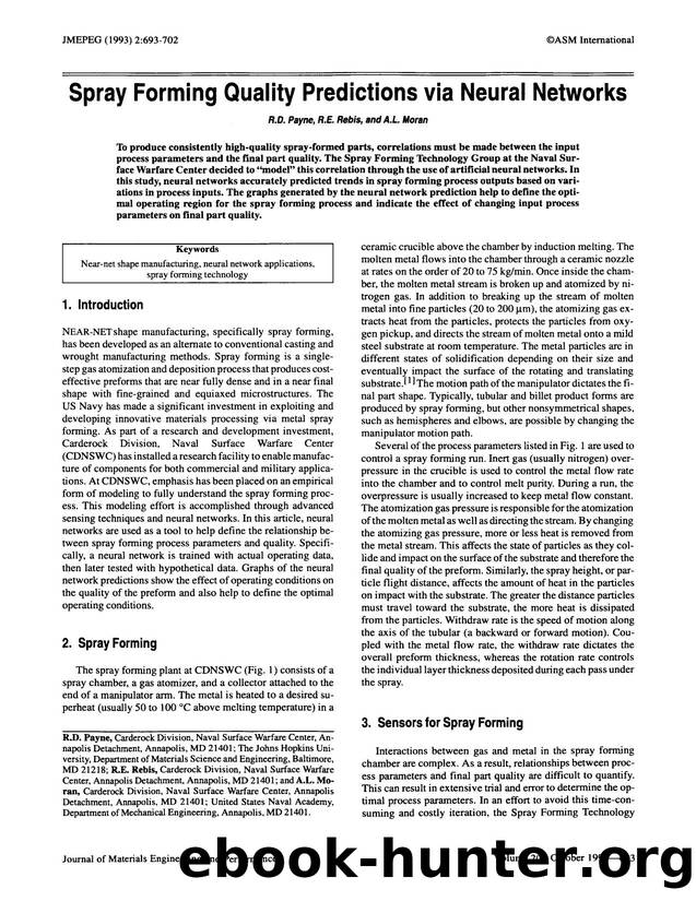 Spray Forming Quality Predictions via Neural Networks by Unknown