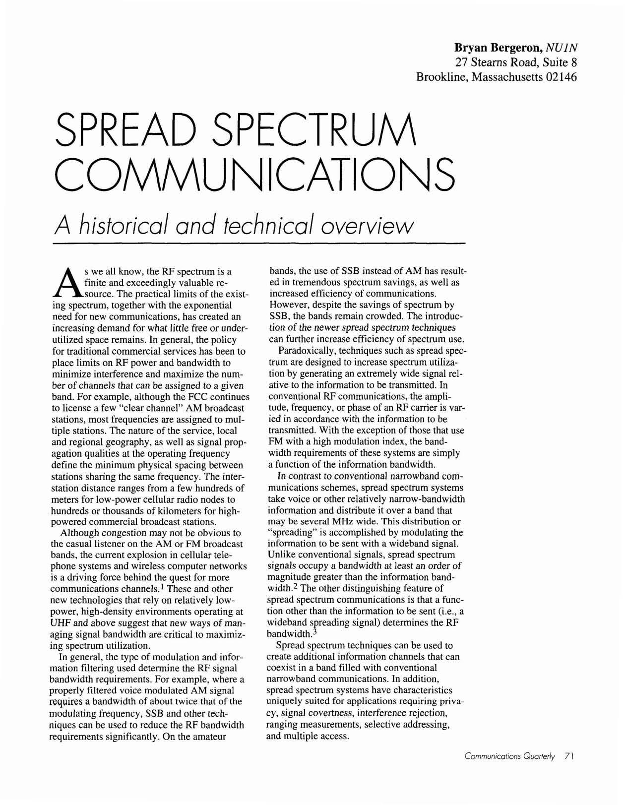 Spread Spectum Communications by NU1N