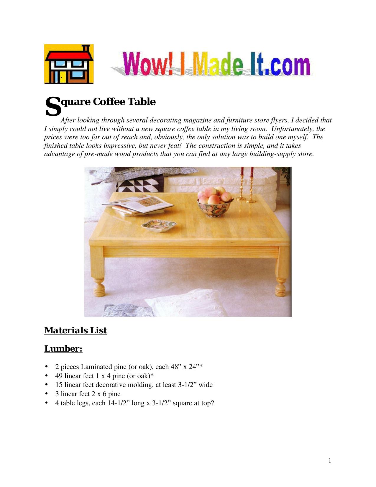 Square Coffee Table by Square Coffee Table