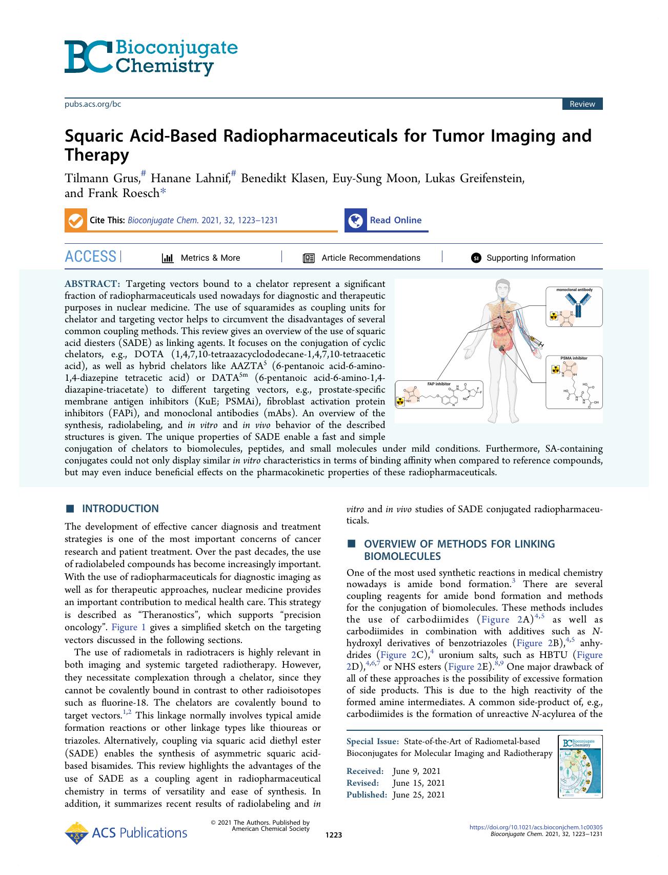 Squaric Acid-Based Radiopharmaceuticals for Tumor Imaging and Therapy by Tilmann Grus Hanane Lahnif Benedikt Klasen Euy-Sung Moon Lukas Greifenstein and Frank Roesch