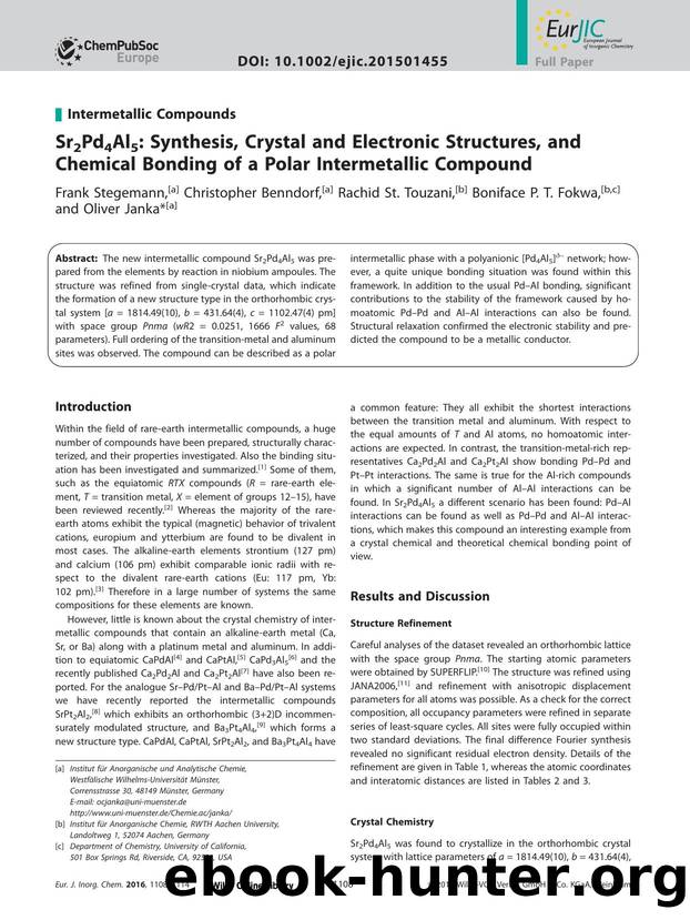Sr2Pd4Al5: Synthesis, Crystal and Electronic Structures, and Chemical Bonding of a Polar Intermetallic Compound by Unknown
