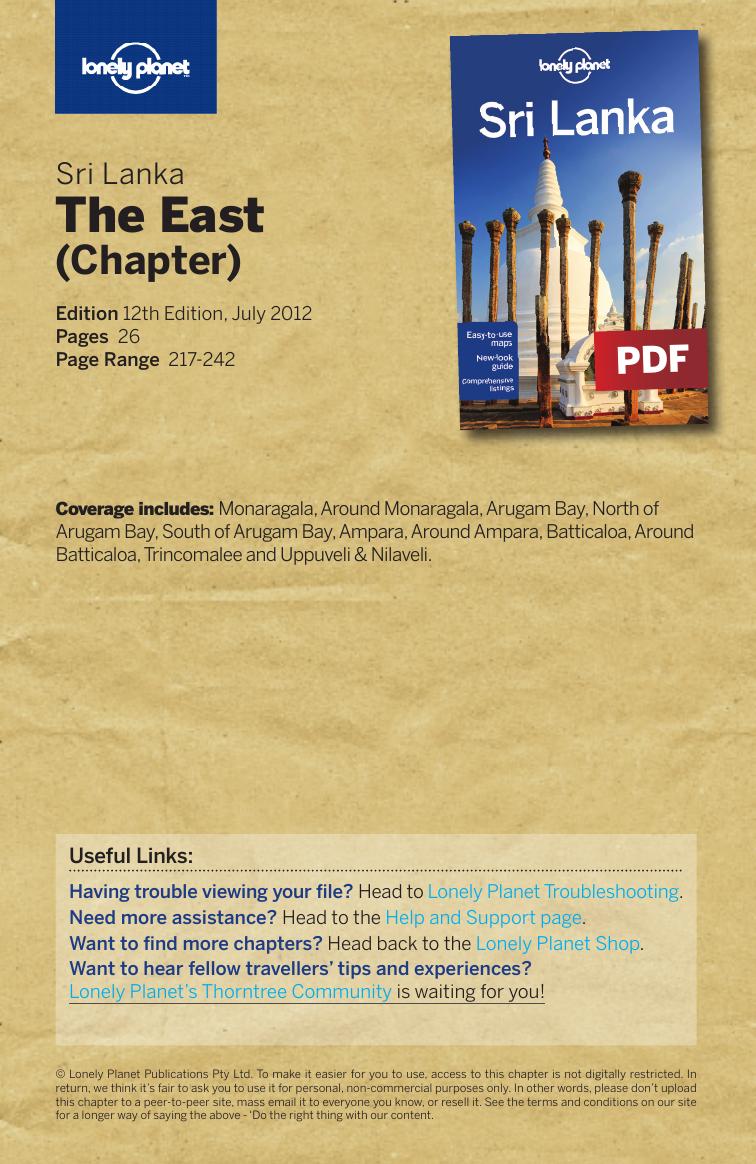 Sri Lanka - The East (Chapter) by Lonely Planet