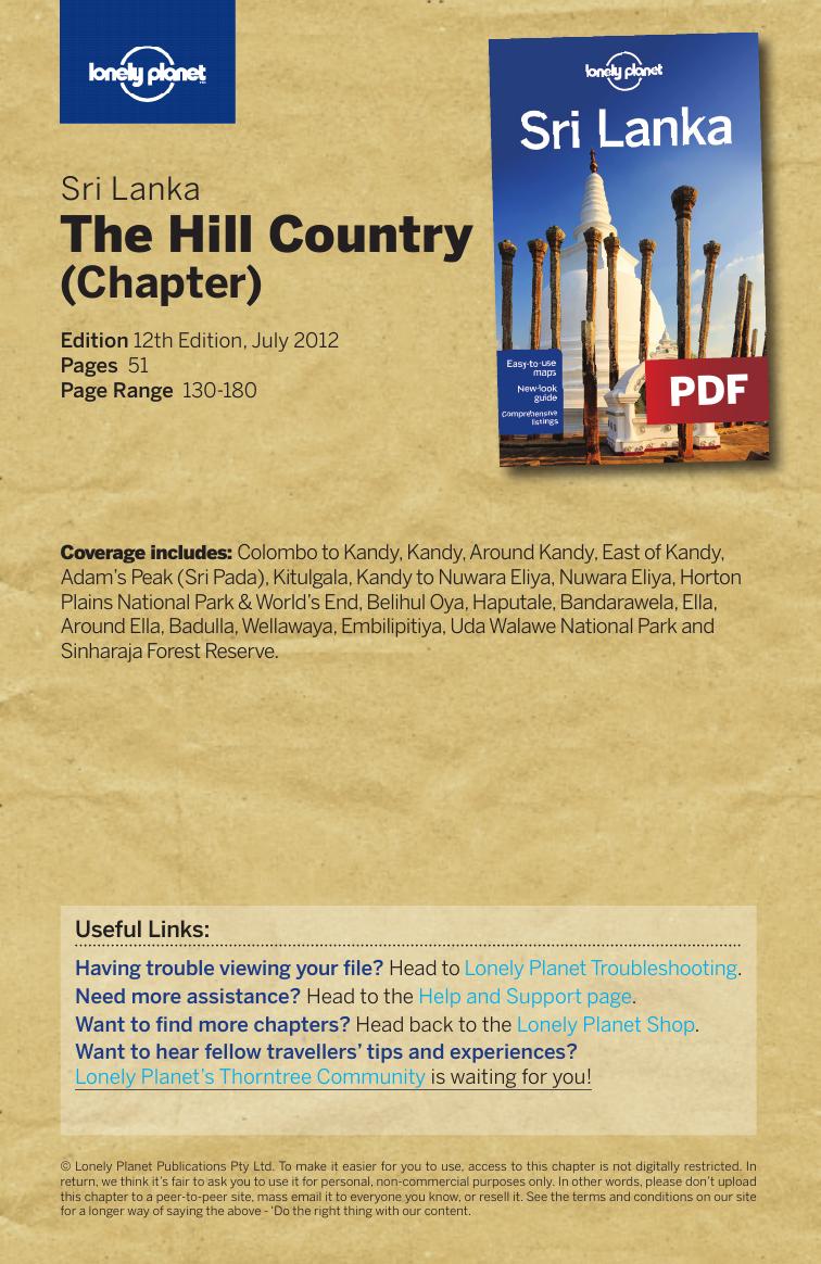 Sri Lanka - The Hill Country (Chapter) by Lonely Planet