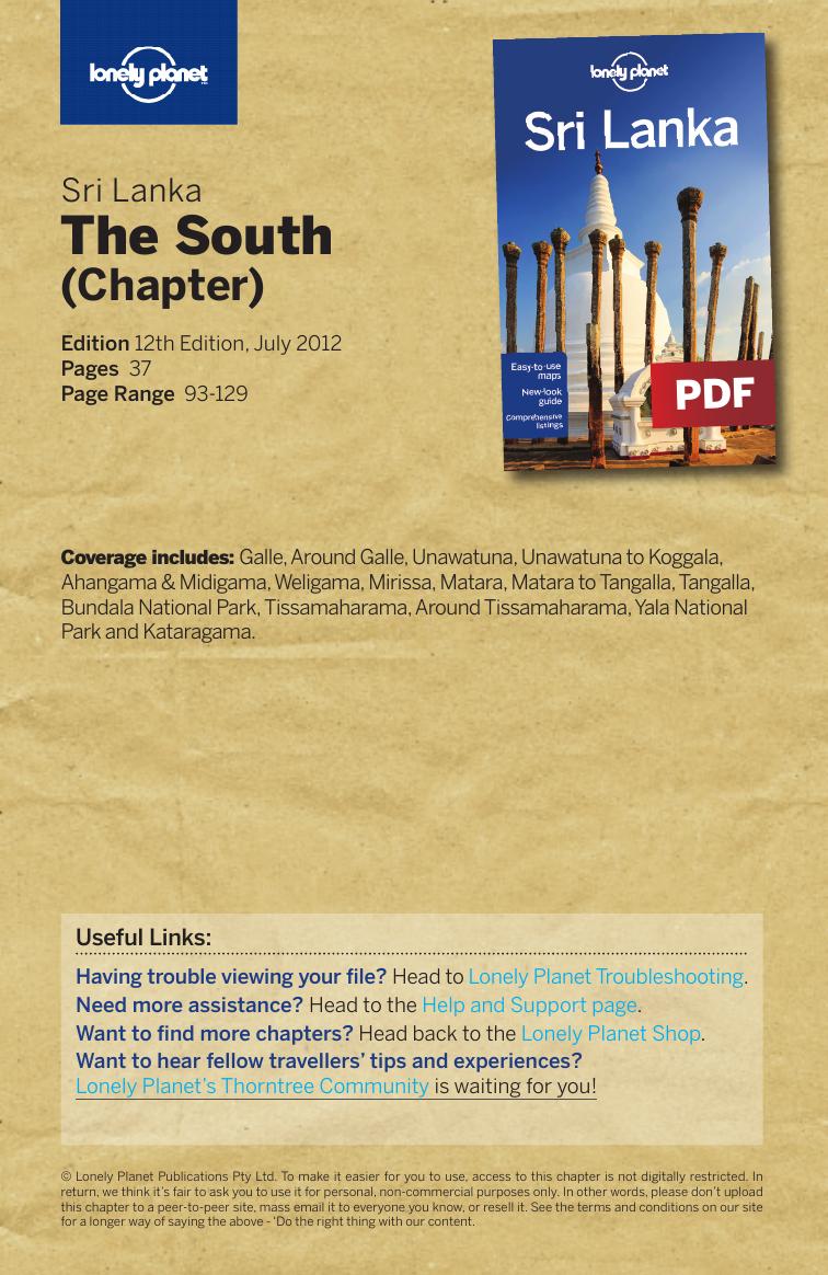 Sri Lanka - The South (Chapter) by Lonely Planet