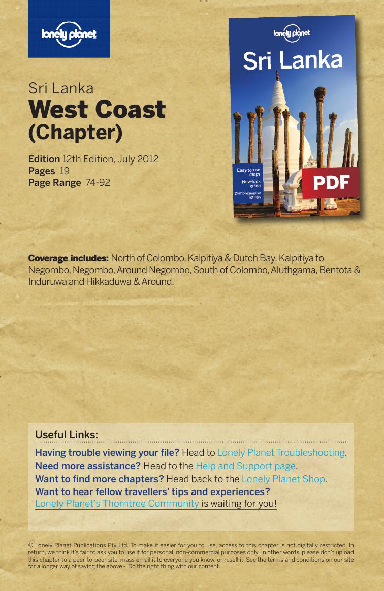 Sri Lanka - West Coast (Chapter) by Lonely Planet