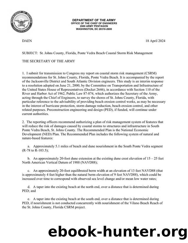 St. Johns County, Florida, Ponte Verda Beach Coastal Storm Risk Management by USACE