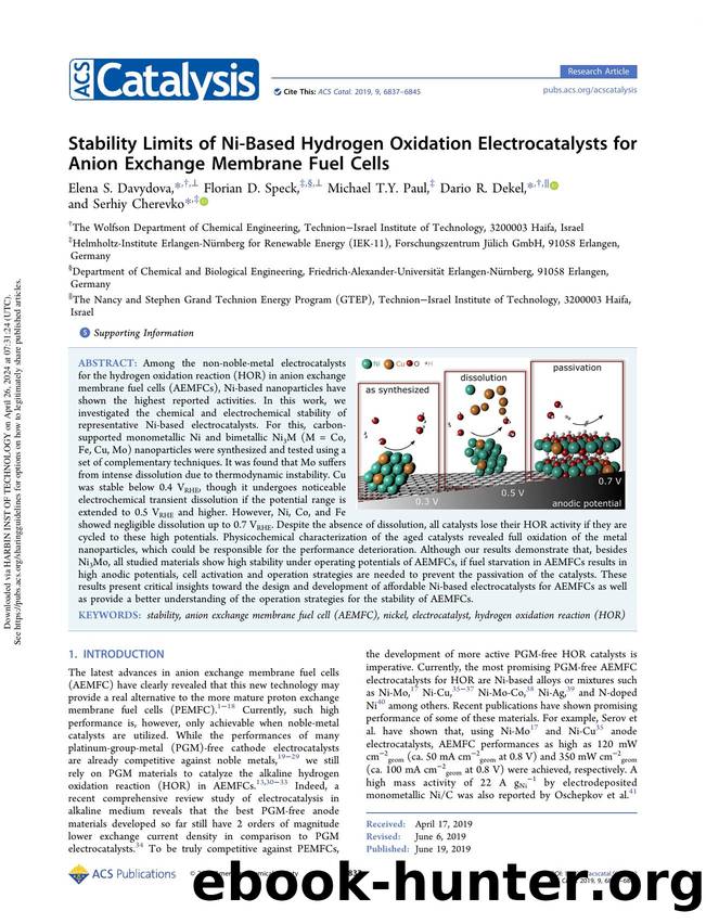 Stability Limits of Ni-Based Hydrogen Oxidation Electrocatalysts for Anion Exchange Membrane Fuel Cells by Elena S. Davydova Florian D. Speck Michael T.Y. Paul Dario R. Dekel & Serhiy Cherevko