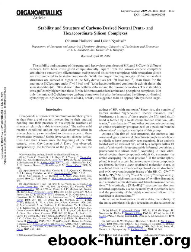 Stability and Structure of Carbene-Derived Neutral Penta- and Hexacoordinate Silicon Complexes by Oldamur Hollóczki & László Nyulászi*