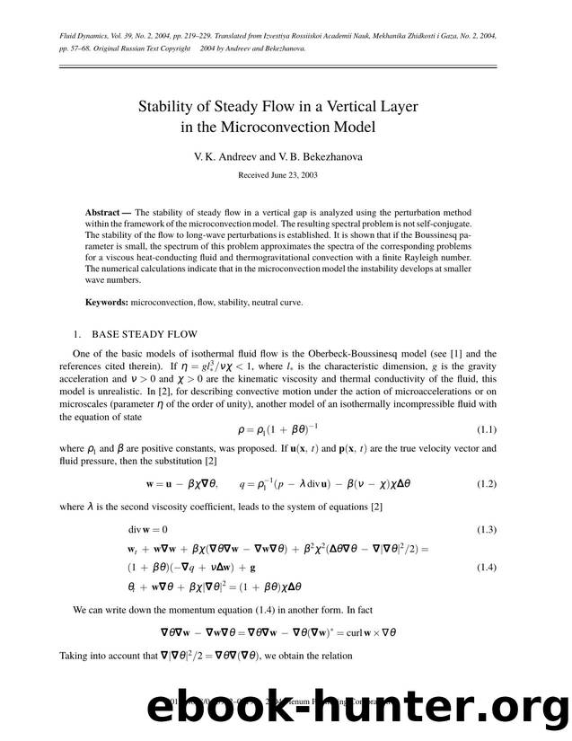 Stability of Steady Flow in a Vertical Layer in the Microconvection Model by Unknown