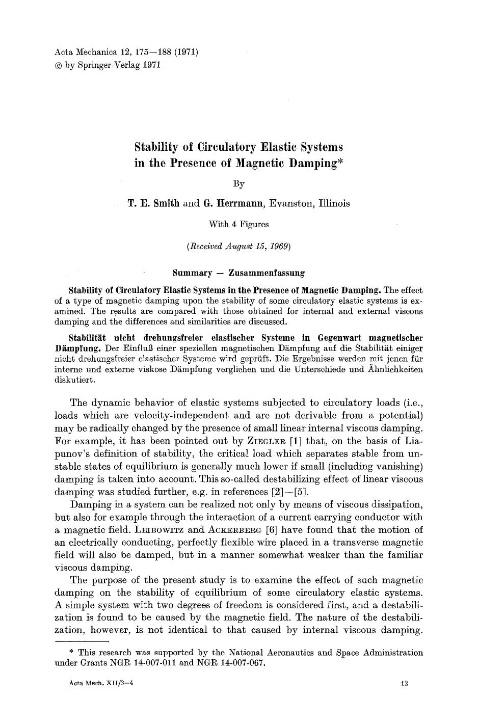 Stability of circulatory elastic systems in the presence of magnetic damping by Unknown