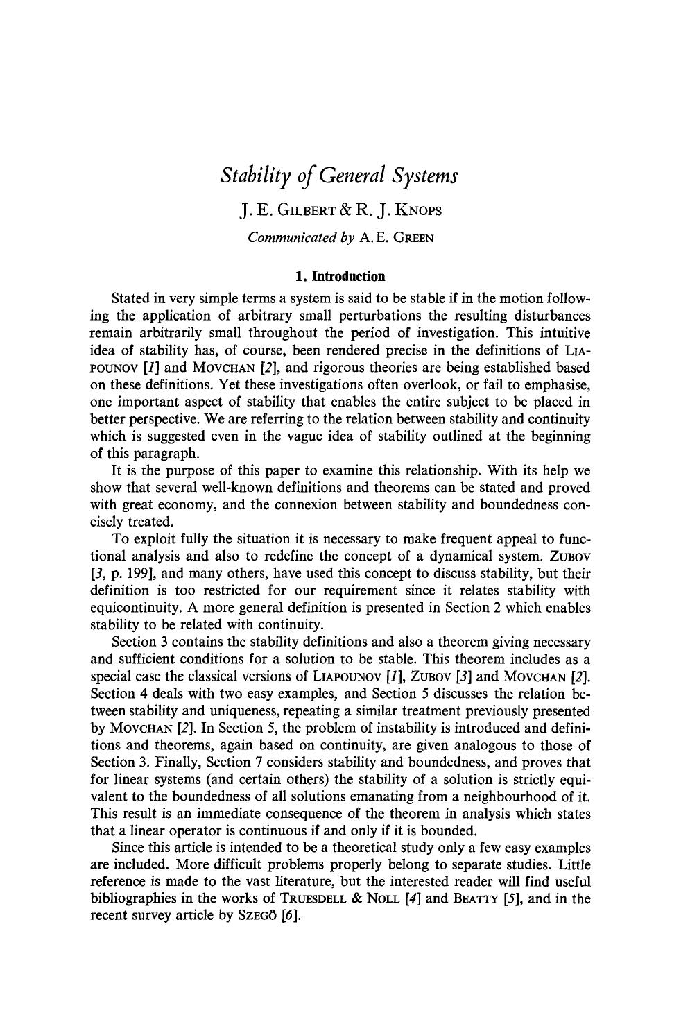 Stability of general systems by Unknown