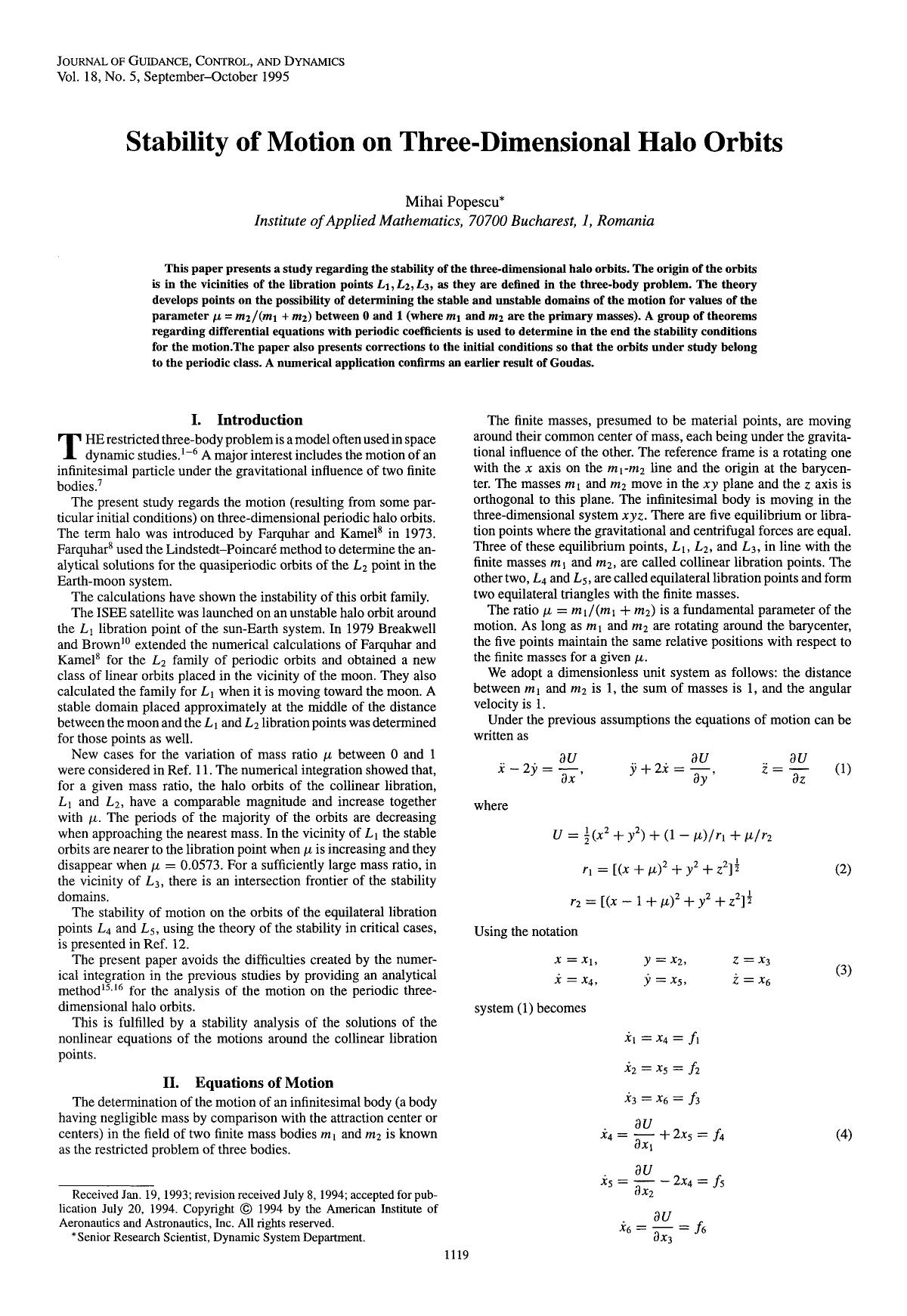 Stability of motion on three-dimensional halo orbits by Unknown