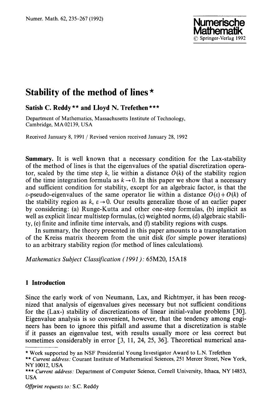 Stability of the method of lines by Unknown
