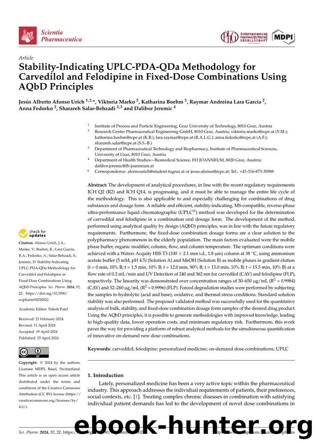 Stability-Indicating UPLC-PDA-QDa Methodology for Carvedilol and Felodipine in Fixed-Dose Combinations Using AQbD Principles by unknow
