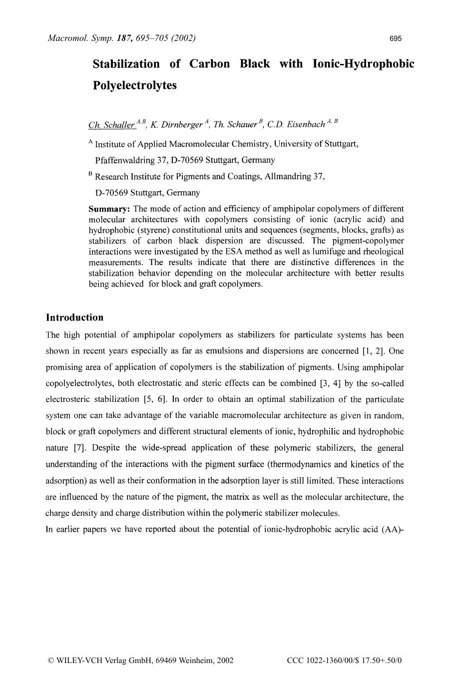 Stabilization of carbon black with ionic-hydrophobic polyelectrolytes by Unknown