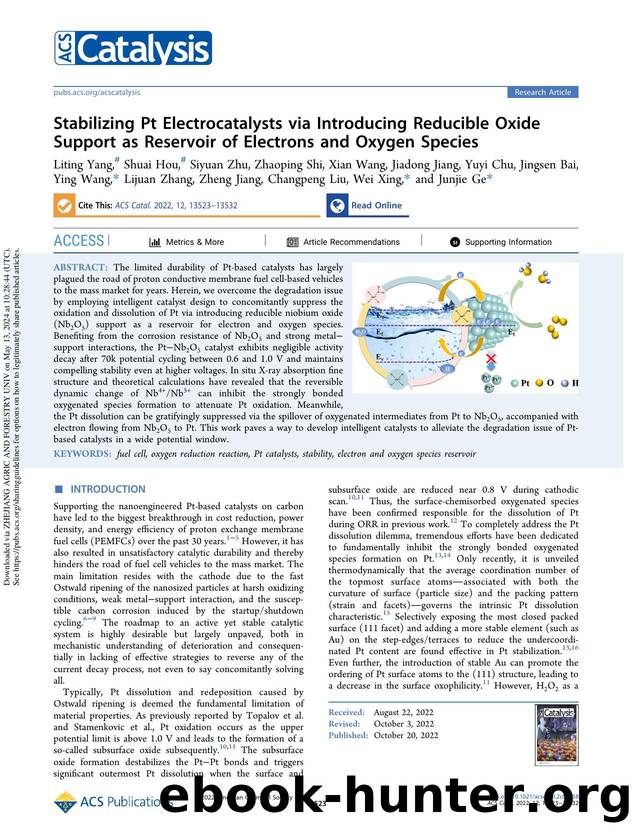 Stabilizing Pt Electrocatalysts via Introducing Reducible Oxide Support as Reservoir of Electrons and Oxygen Species by unknow