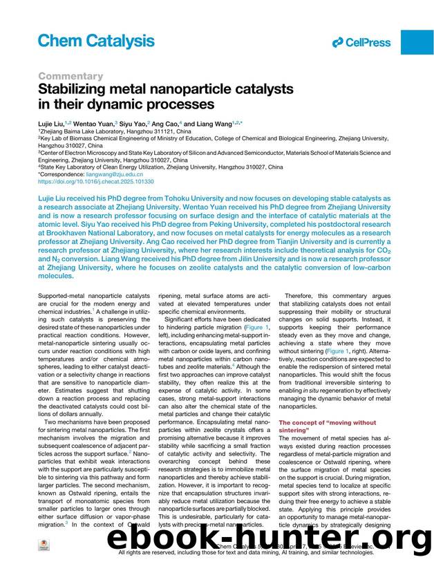 Stabilizing metal nanoparticle catalysts in their dynamic processes by Lujie Liu & Wentao Yuan & Siyu Yao & Ang Cao & Liang Wang