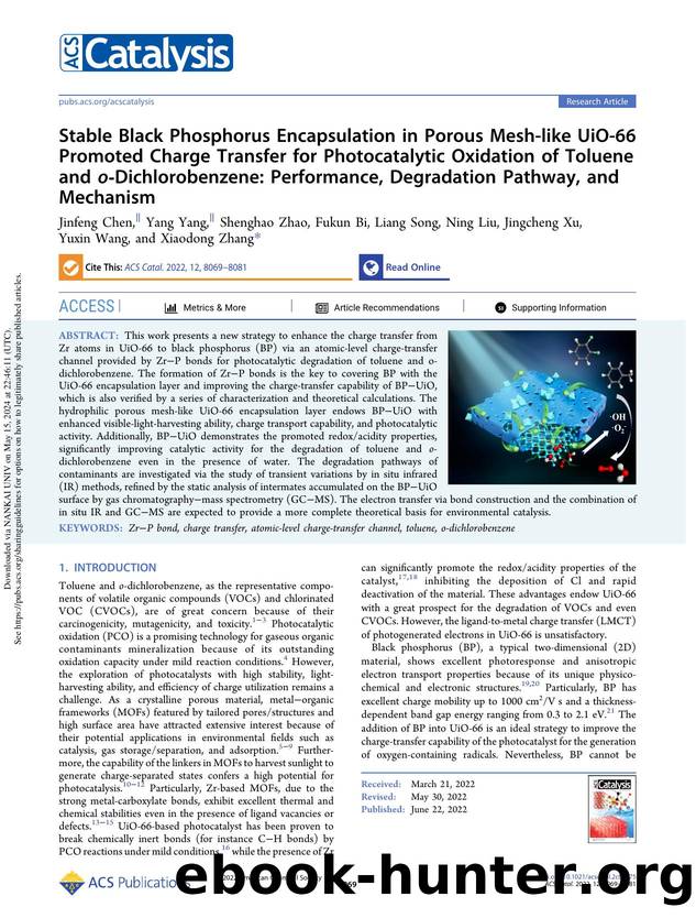Stable Black Phosphorus Encapsulation in Porous Mesh-like UiO-66 Promoted Charge Transfer for Photocatalytic Oxidation of Toluene and o-Dichlorobenzene: Performance, Degradation Pathway, and Mechanism by unknow