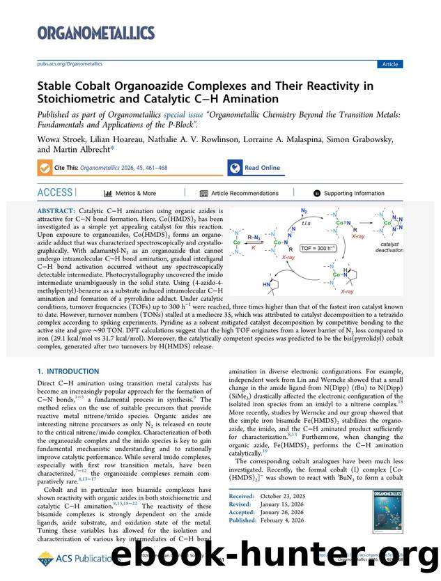 Stable Cobalt Organoazide Complexes and Their Reactivity in Stoichiometric and Catalytic CâH Amination by unknow