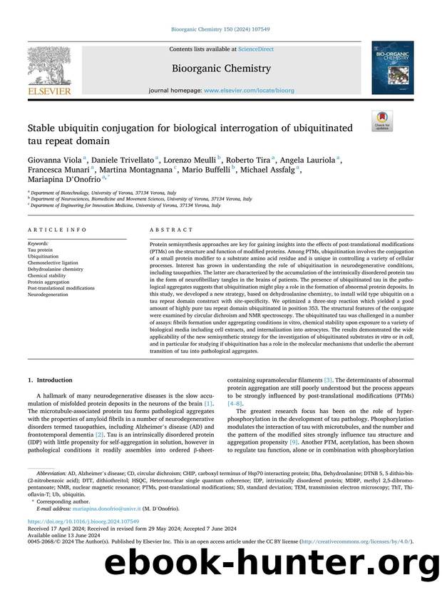 Stable ubiquitin conjugation for biological interrogation of ubiquitinated tau repeat domain by unknow