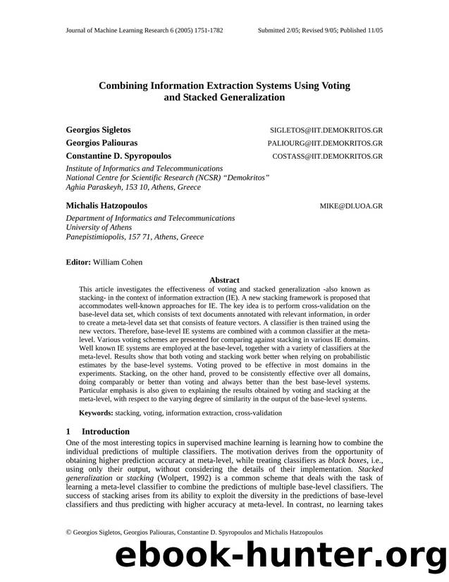 Stacked generalization: An approach to Web data extraction by Windows XP