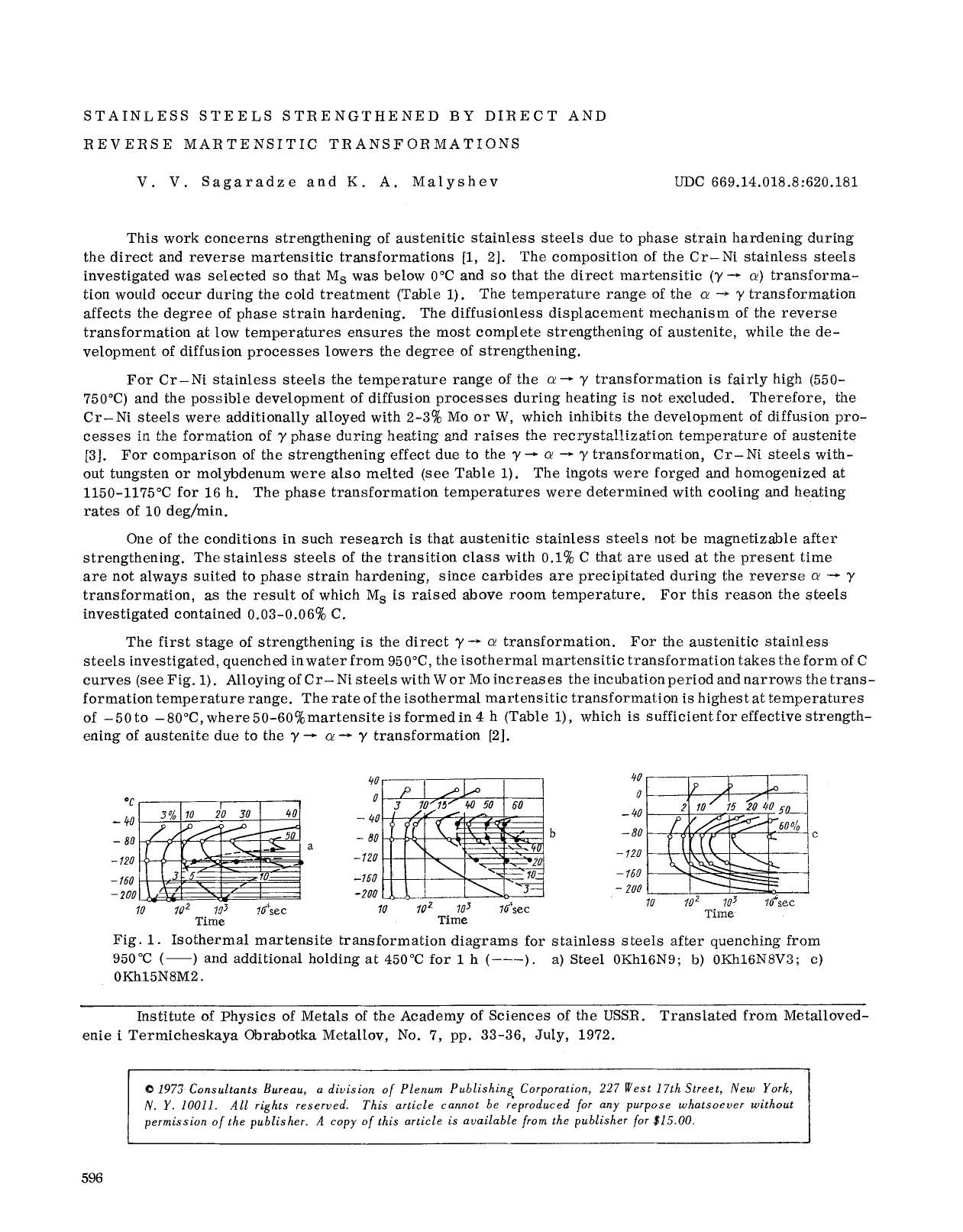Stainless steels strengthened by direct and reverse martensitic transformations by Unknown