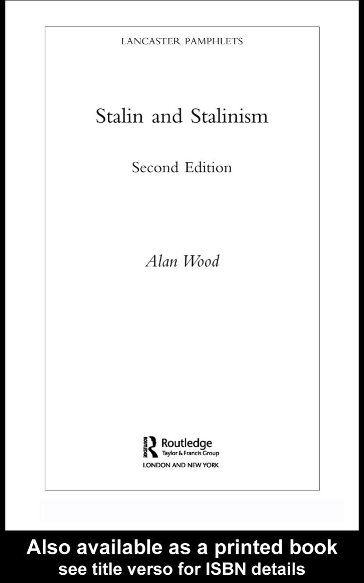 Stalin and Stalinism, Second Edition by Alan Wood