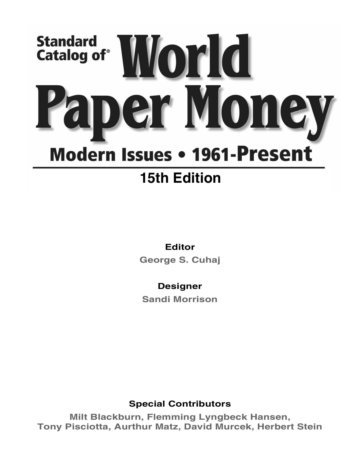 Standard Catalog of World Paper Money Modern Issues 1961-Present by Unknown