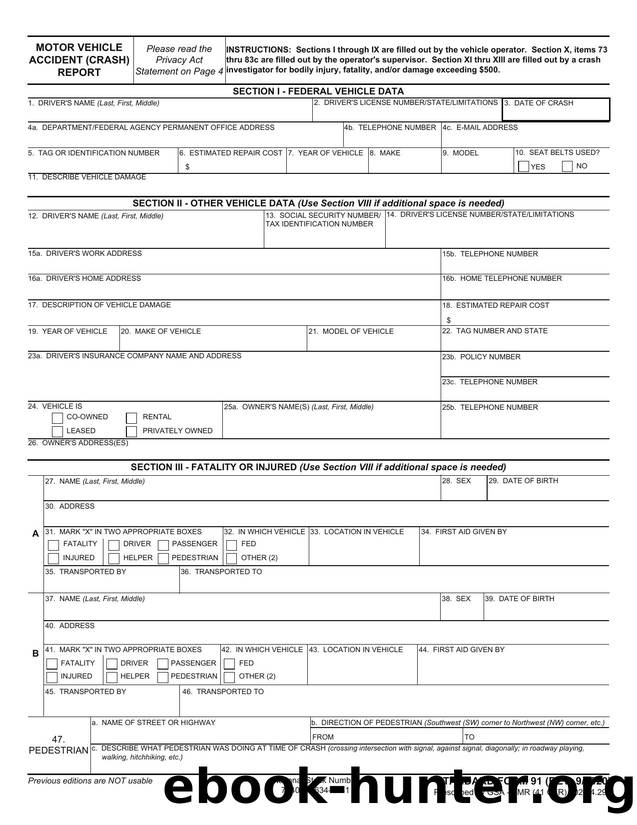 Standard Form 91 - Motor Vehicle Accident (Crash) Report by Christopher.Radley