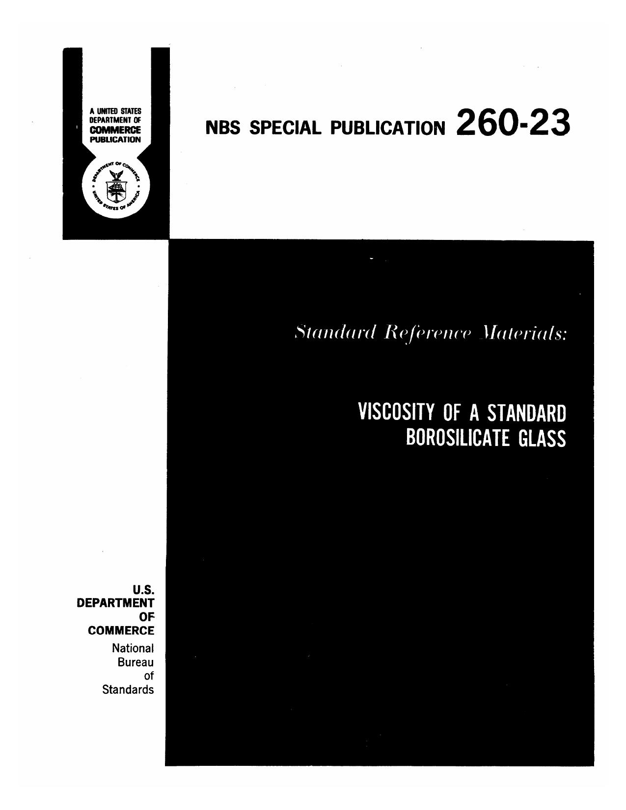 Standard Reference Materials: Viscosity of a Standard Borosilicate Glass by A. Napolitano E.G. Hawkins