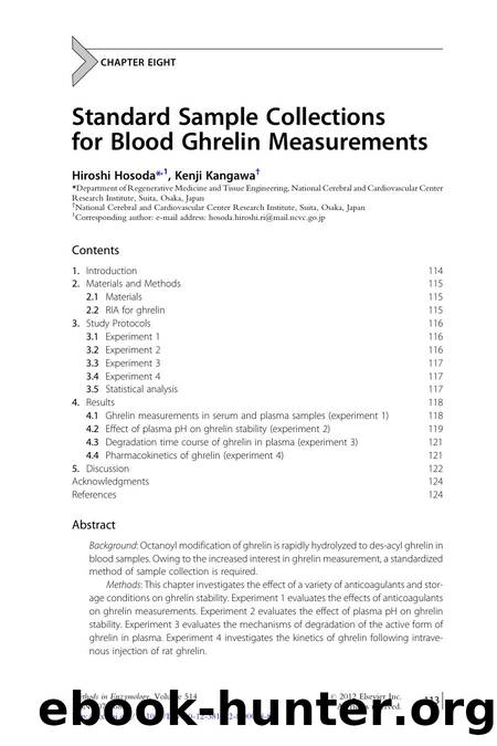 Standard Sample Collections for Blood Ghrelin Measurements by Hiroshi Hosoda & Kenji Kangawa