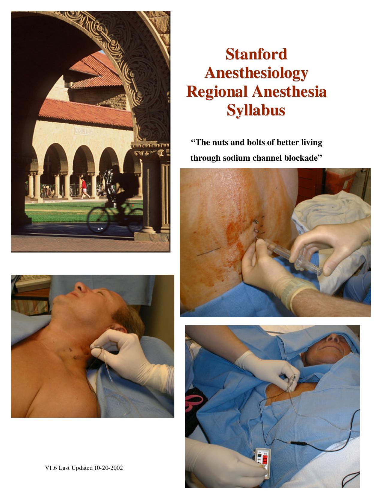 Stanford Anesthesiology Regional Anesthesia Syllabus by Sean Mackey M.D. Ph.D