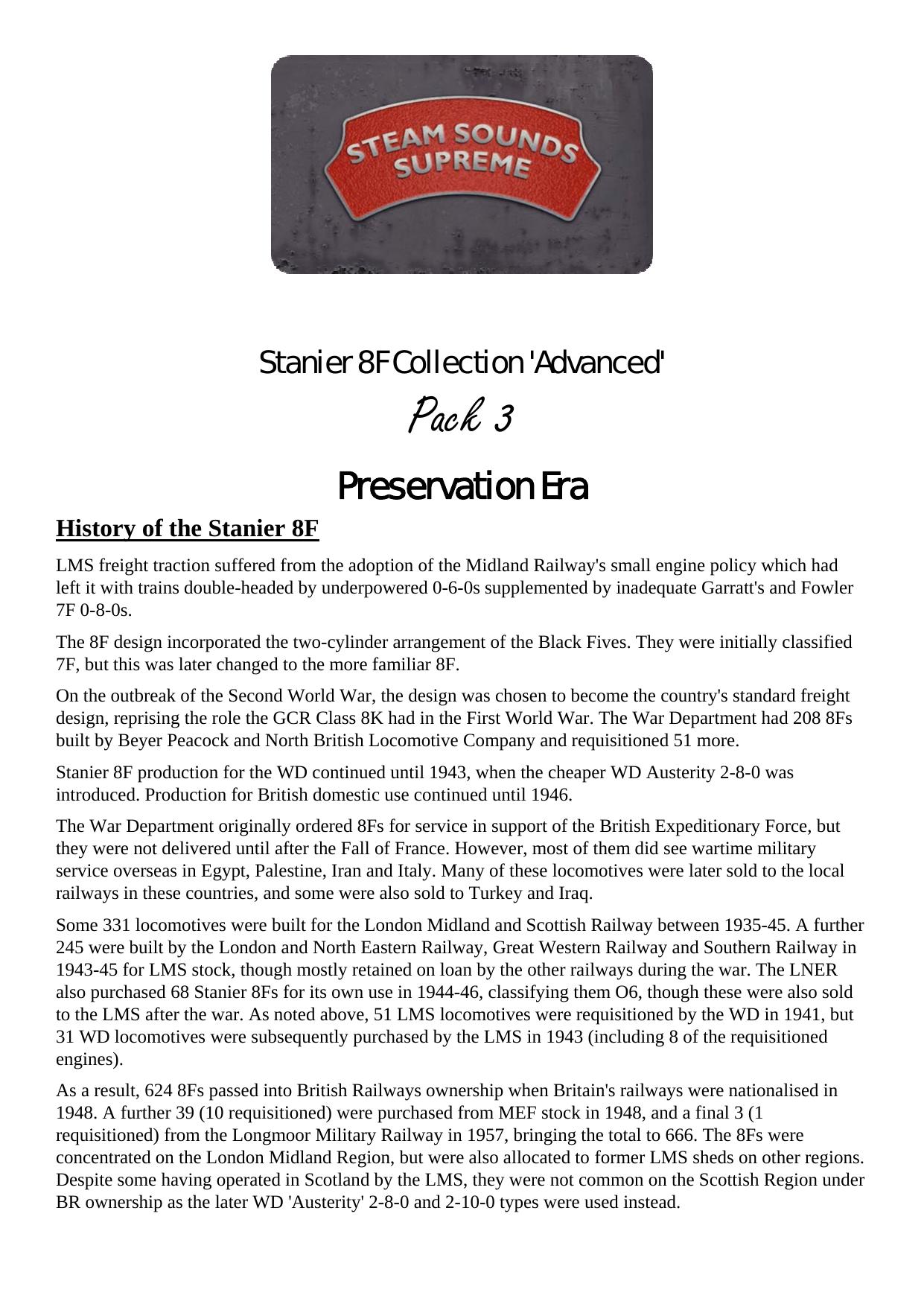 Stanier 8F Collection Preservation Era Manual by Matthew