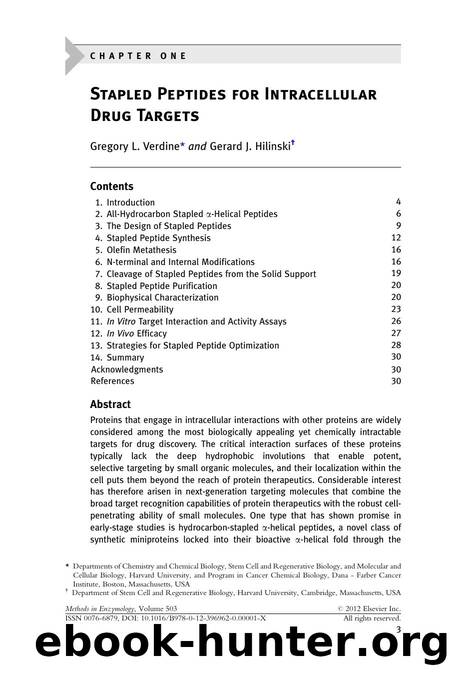 Stapled Peptides for Intracellular Drug Targets by Gregory L. Verdine & Gerard J. Hilinski