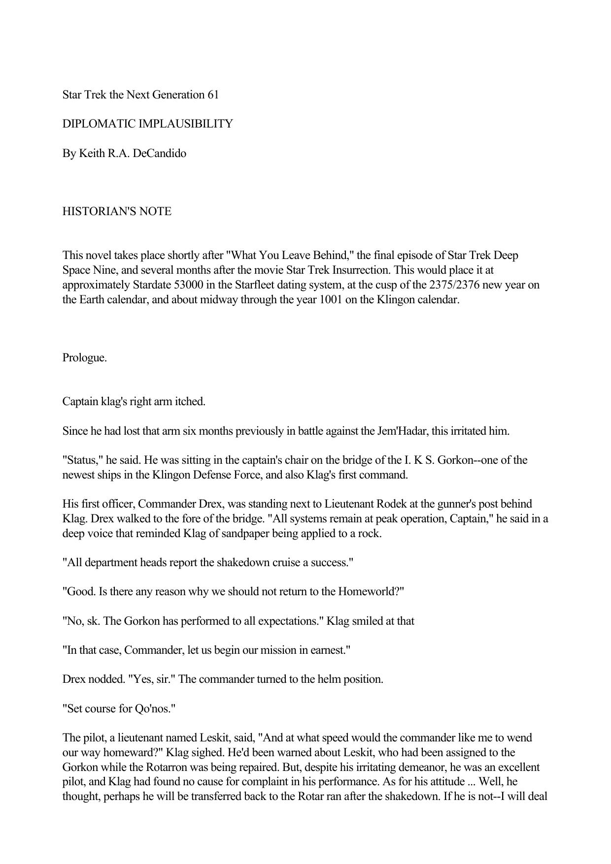 Star Trek Tng 61 Diplomatic Implausibility by Unknown
