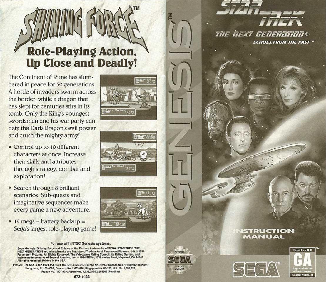 Star Trek: The Next Generation - Echoes from the Past Manual by Unknown