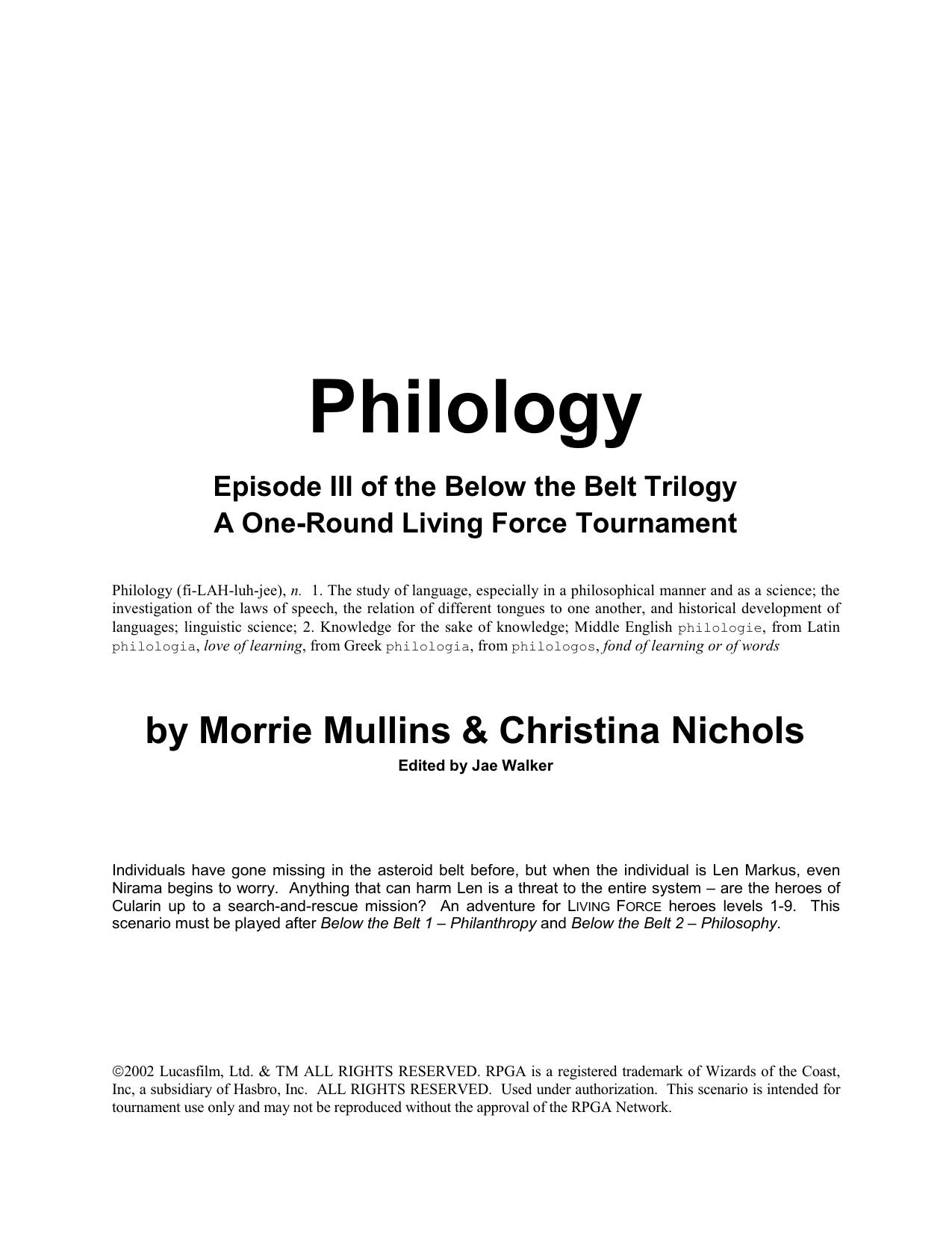 Star Wars - Living Force - LFA213 - Below the Belt - Episode III by Philology