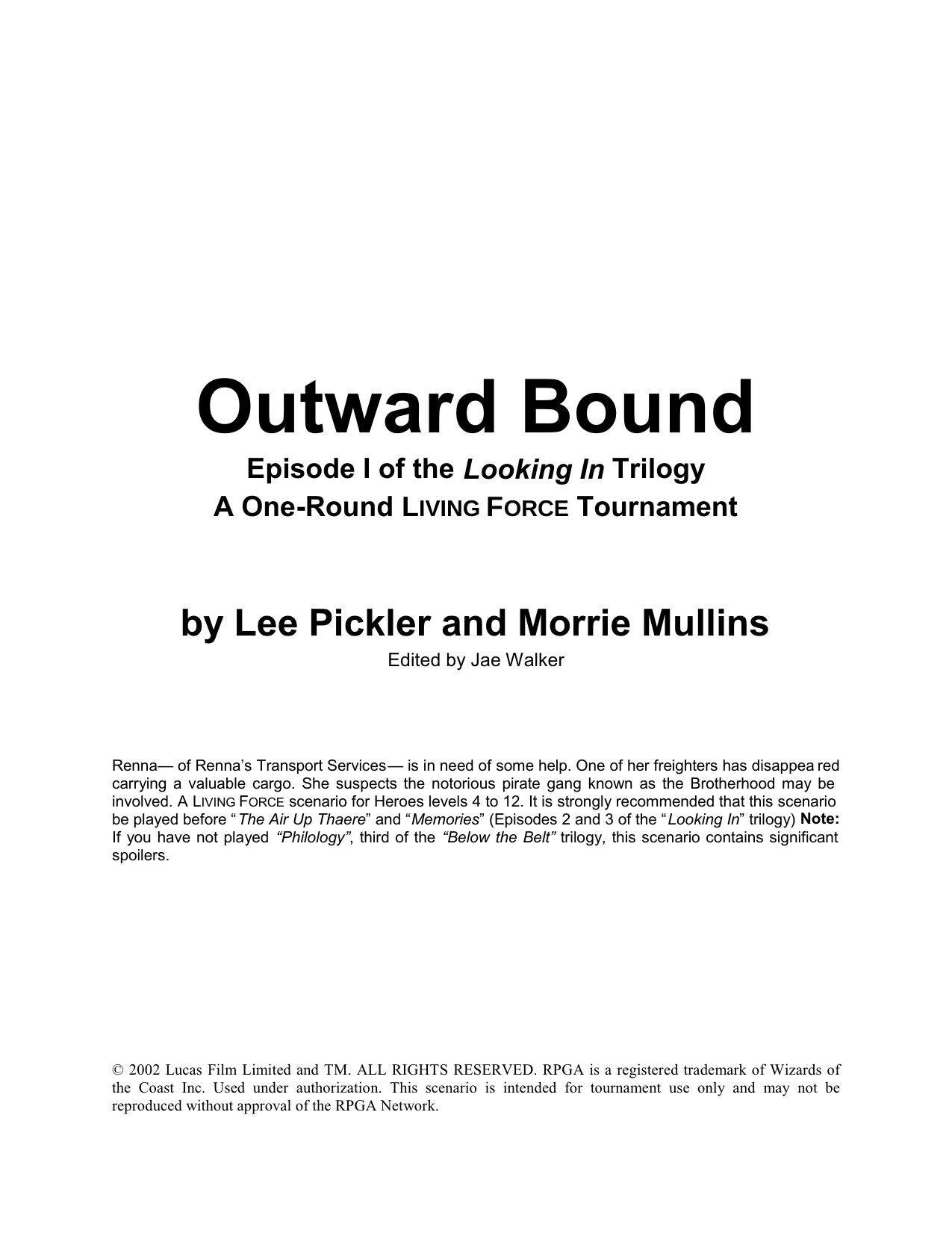 Star Wars - Living Force - LFA215 - Looking In - Episode I by Outward Bound