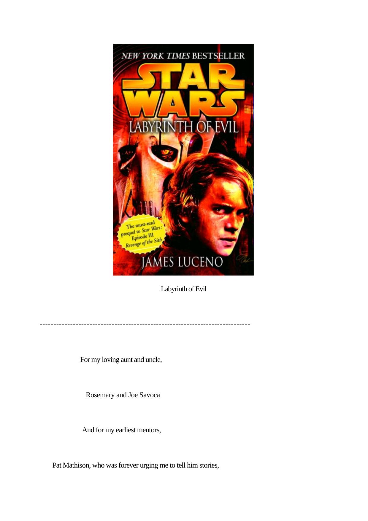 Star Wars Labyrinth of Evil by James Luceno by Unknown