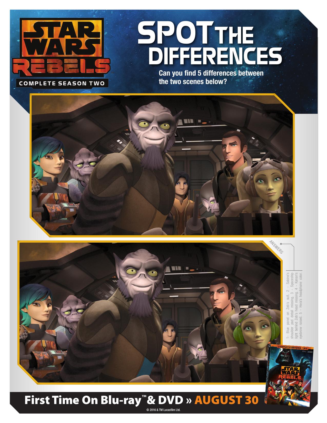 Star Wars Rebels Season Two Spot The Differences Printable Activity by Unknown